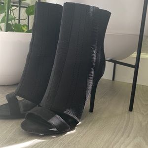 Black Open Toe Booties Size 7.5
